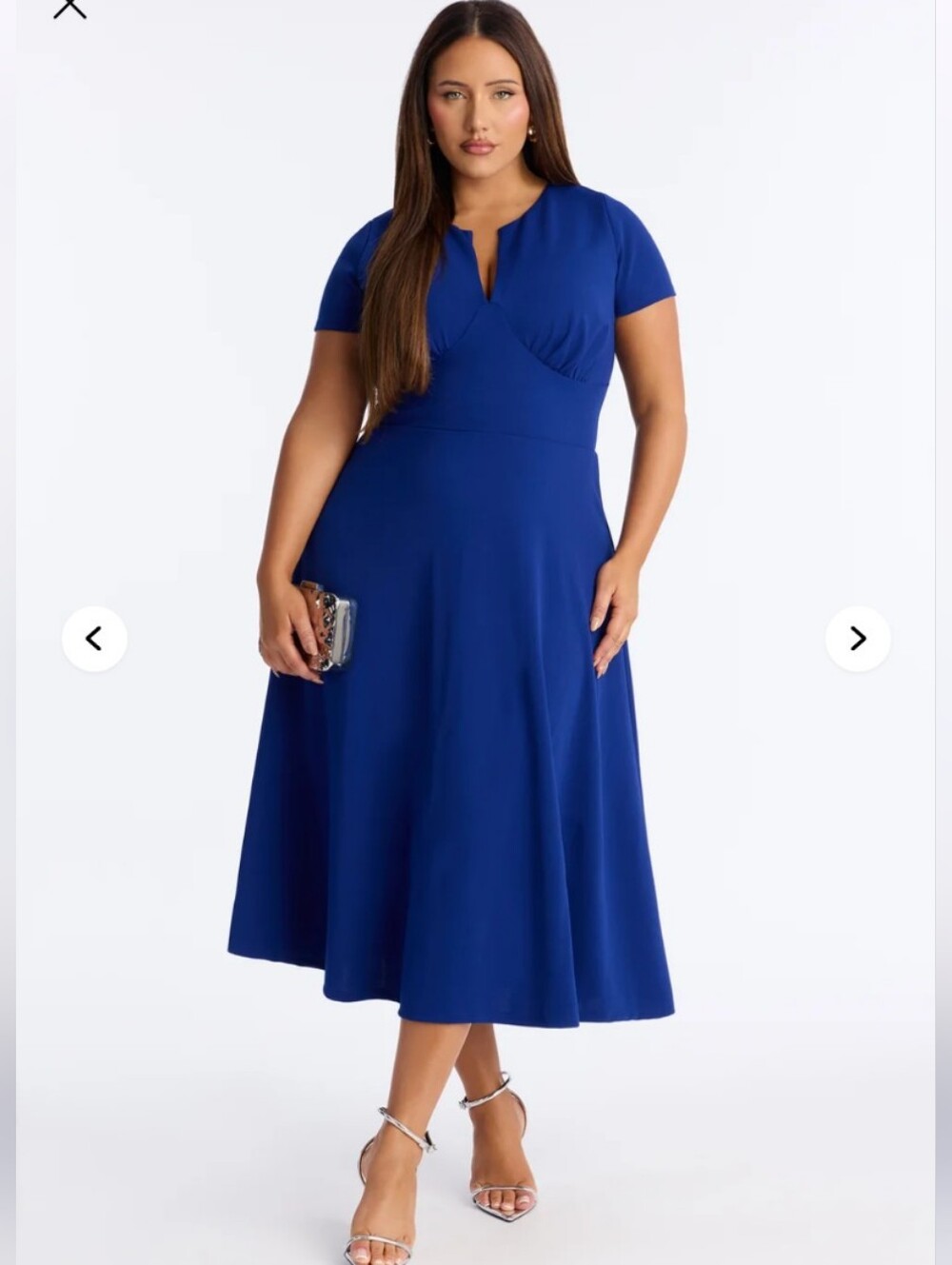 Fashion Nova Charolette Short Sleeve Midi Dress 1X Navy (EUC)